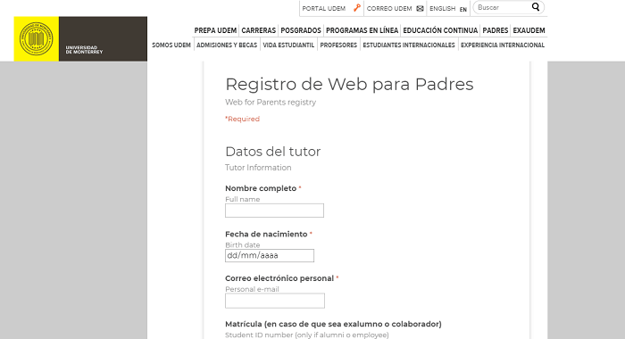 Web para padres UDEM